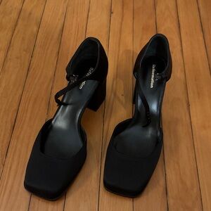 Reformation Black Square-Toe Heels